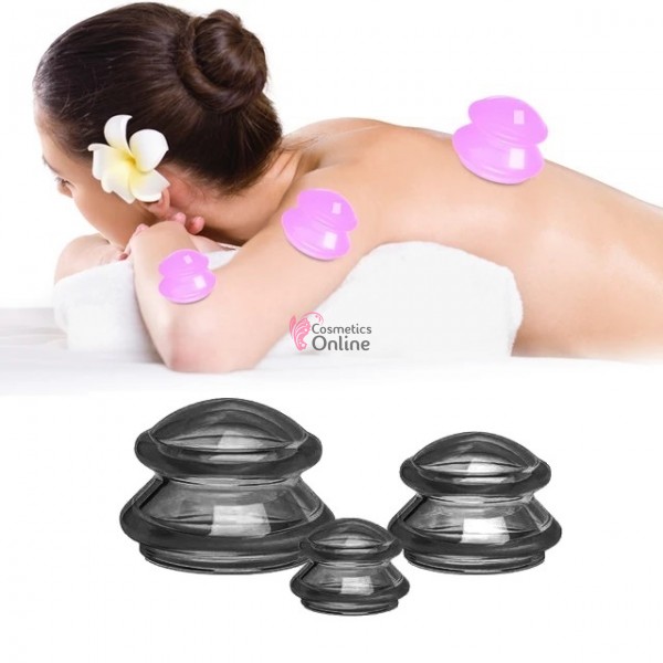 Ventuze de masaj corporal anticelulitic sau terapeutic, set 3 bucati Negre din silicon cod 25804
